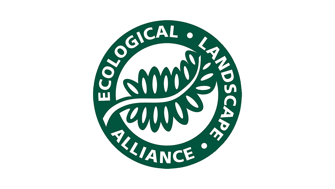 Logo of the Ecological Landcare Alliance featuring a stylized leaf surrounded by the organization's name in a circular design.