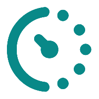 A clock showing the efficiency gains and time saved.