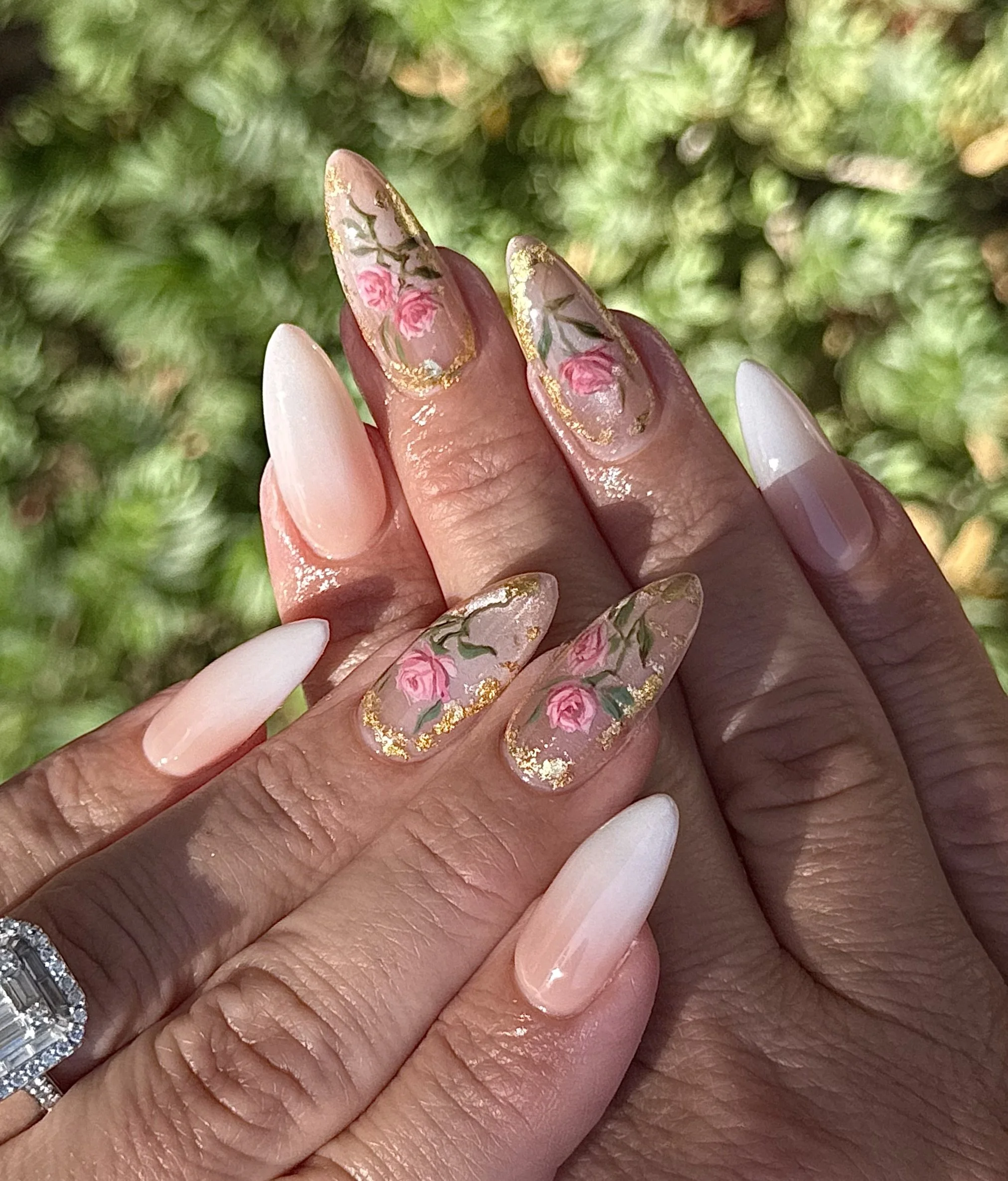 intricate nail art, hand painted nail design, HEMA FREE nail products in rancho cucamonga