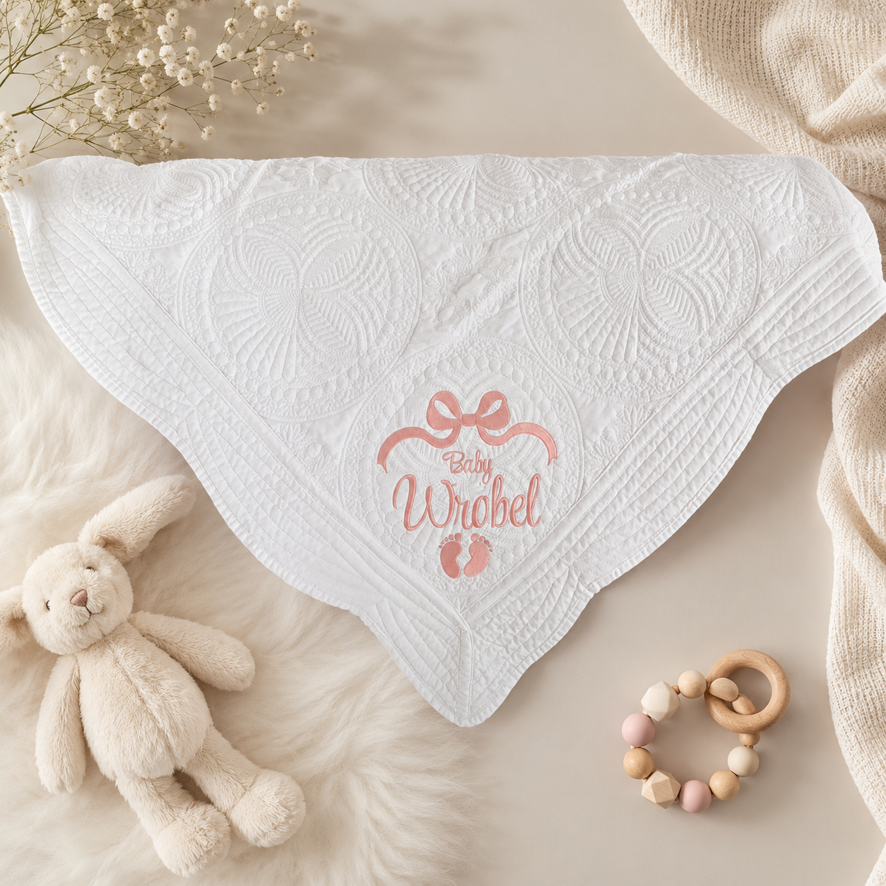 embroidered baby quilt 