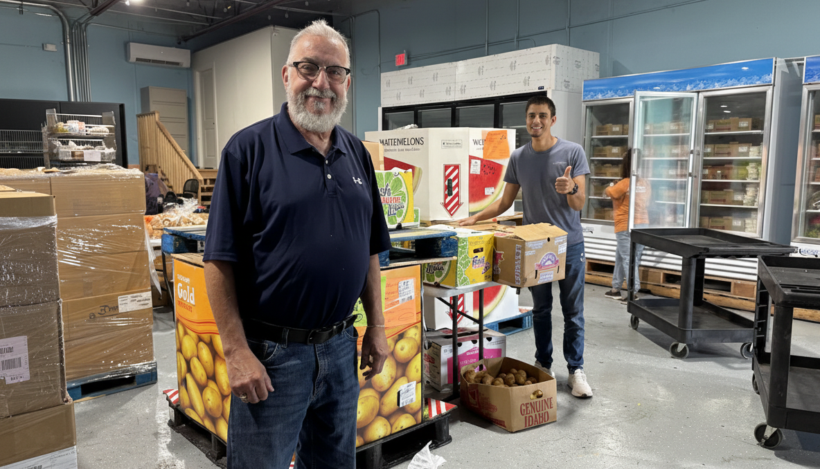 The Abundant Harvest Volunteers sorting boxes
