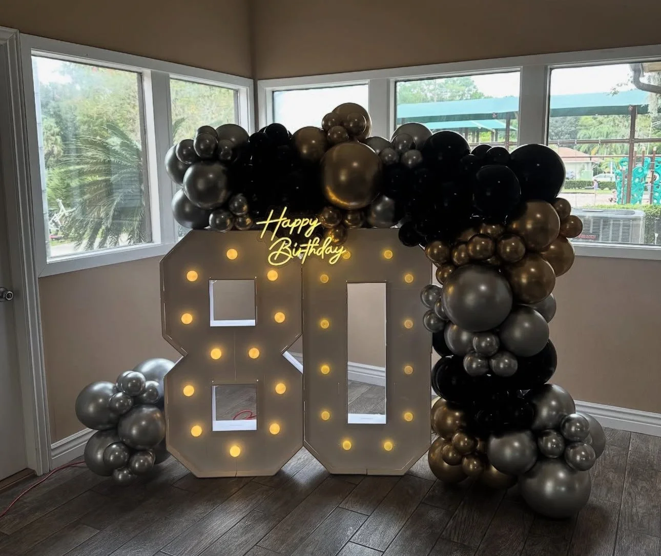 Marquee Numbers with balloons