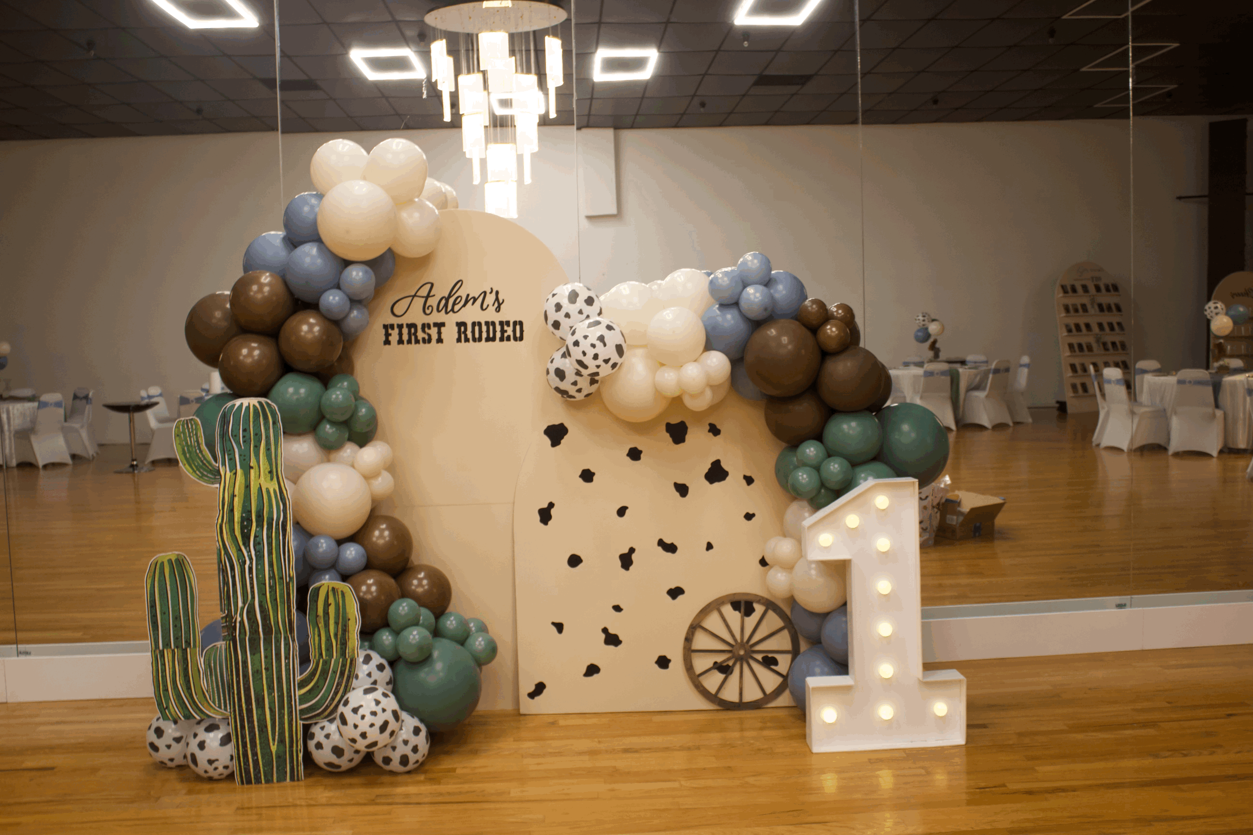 2 Backdrops with balloon garland