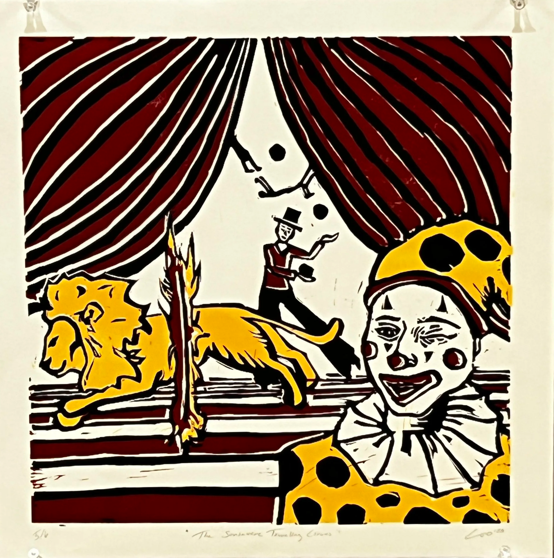The Sansavere Traveling Circus Print (2025) (3 Plate Linocut Print)