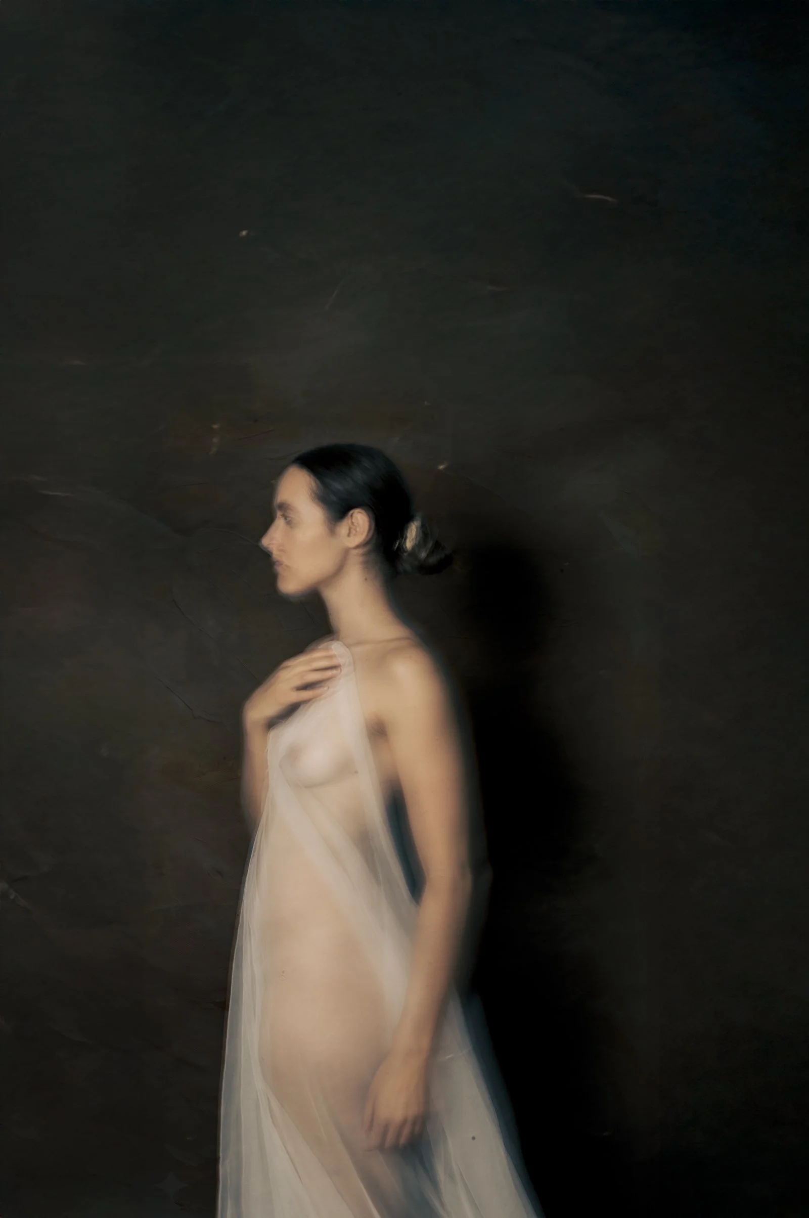 Renaissance-inspired portrait with a painterly look and soft shadows created via camera movement.