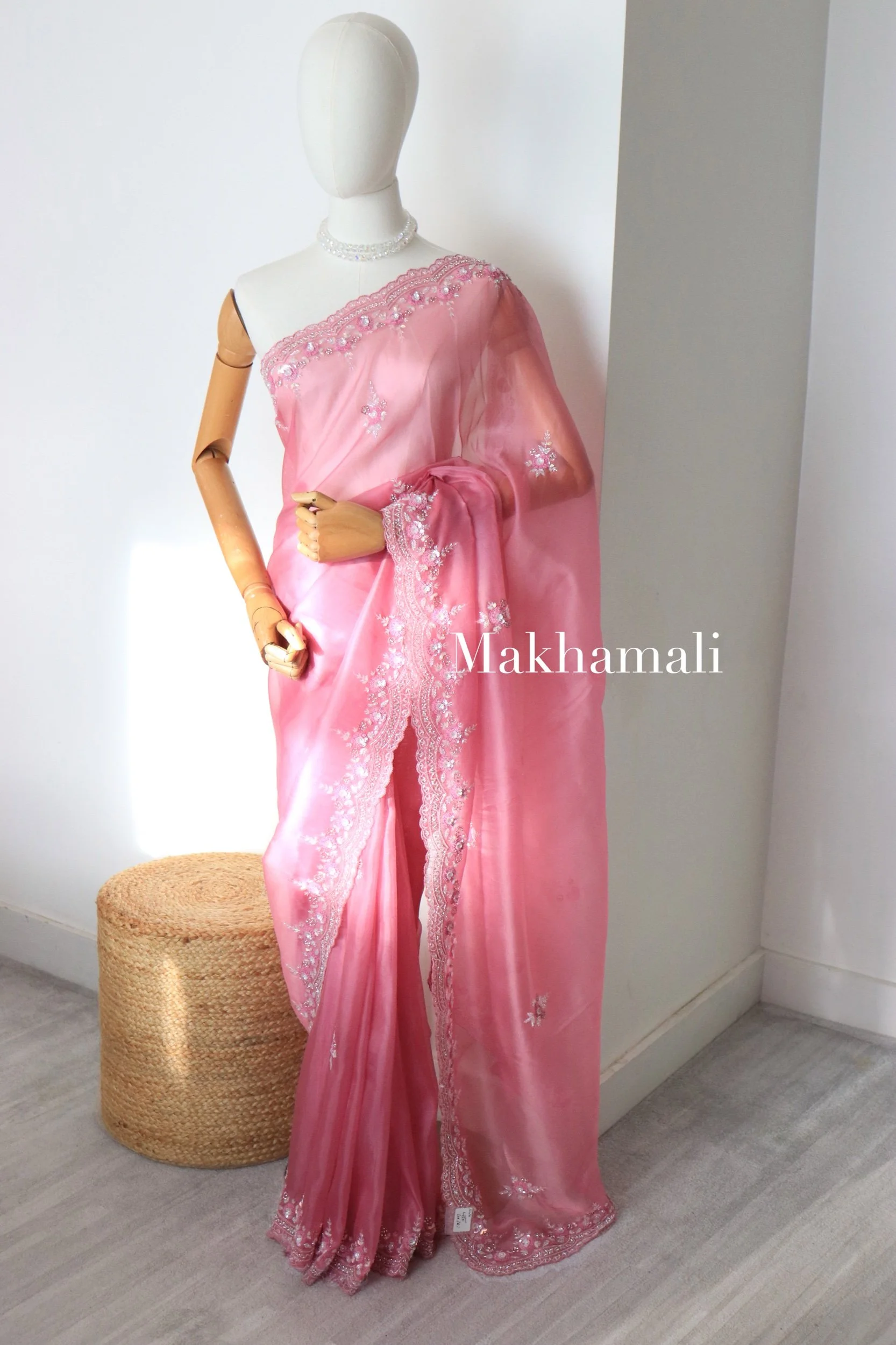 Blushed Pink Shiney Saree with Unstitched Blouse!