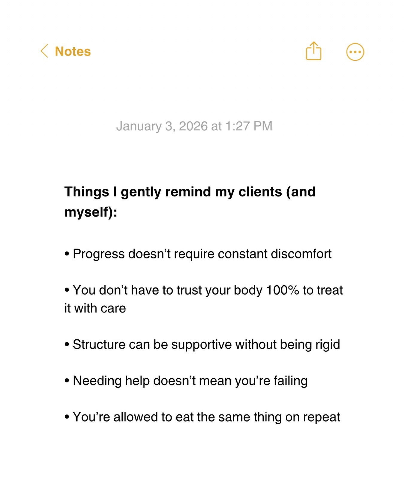 Gentle reminders I share with clients.

Not because they&rsquo;re doing it wrong, but because they&rsquo;re doing something hard.

If food feels repetitive, messy, or imperfect right now, that doesn&rsquo;t disqualify you from progress.