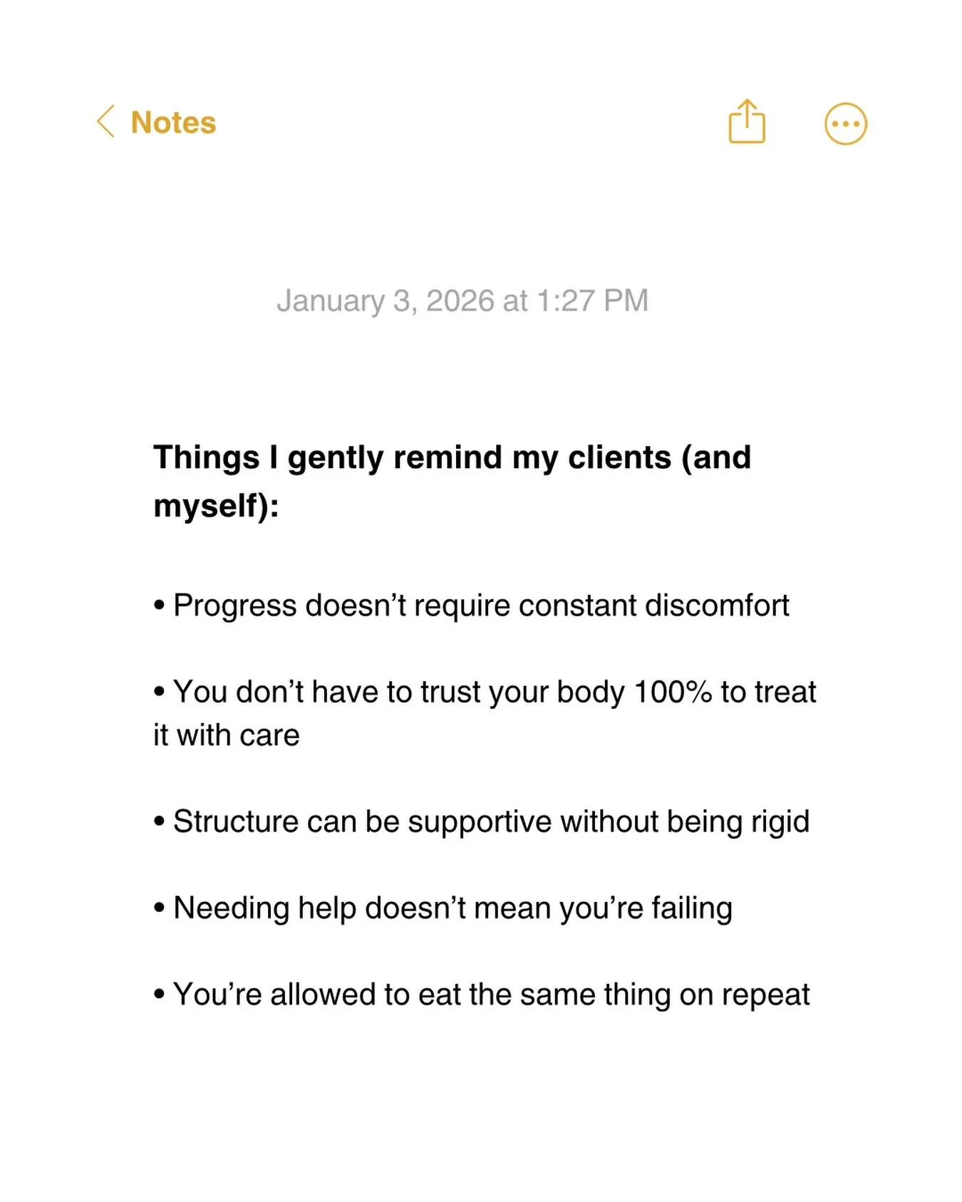 Gentle reminders I share with clients.

Not because they&rsquo;re doing it wrong, but because they&rsquo;re doing something hard.

If food feels repetitive, messy, or imperfect right now, that doesn&rsquo;t disqualify you from progress.
