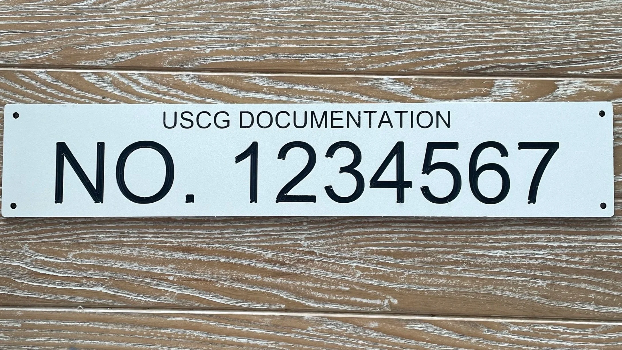 US Coast Guard Vessel Documentation Placard