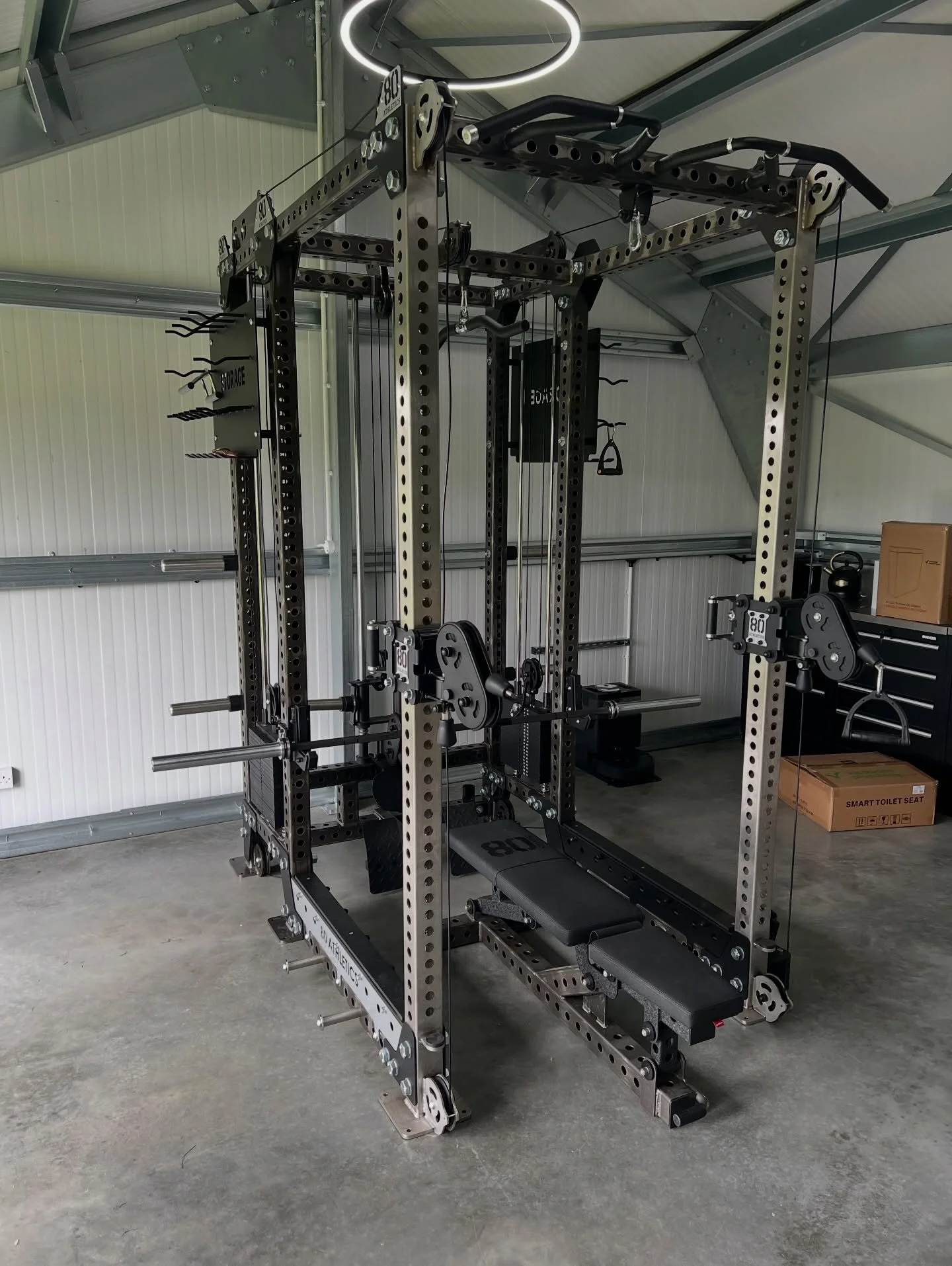 Today&rsquo;s install of this monster of a @gym80_uk power rack with cables into a barn in Maldon. 💪🏼 

Had its fair share of logistical challenges but we always find a way! 🚛 

Scroll to see Zac stood next to this to really emphasis the size of t