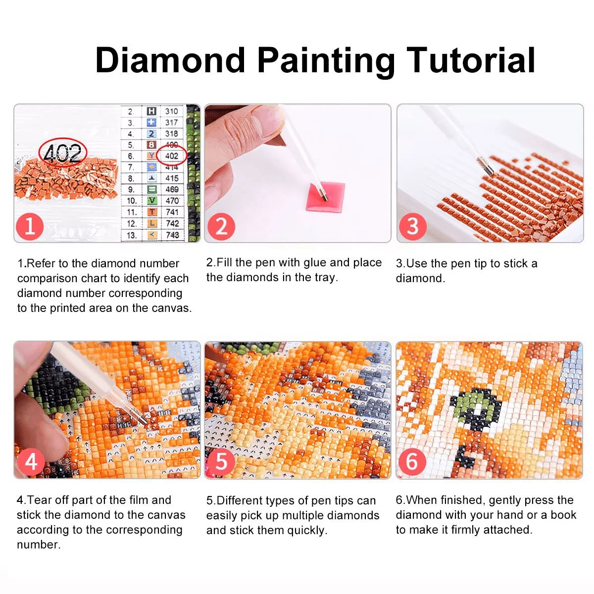 tutorial image on how to apply diamonds to canvas