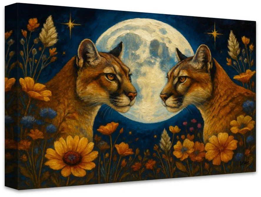 Cougars by Moonlit oil painting digital art Mirror Edge.jpg
