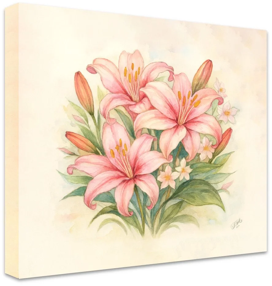 Pink Lillies 40 x 40 cm Mirror Edge.jpg