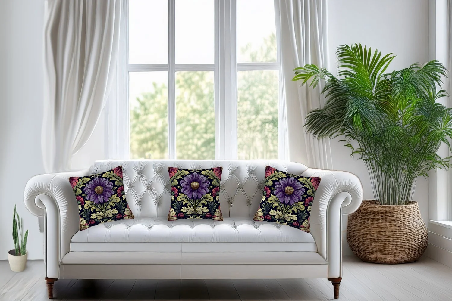 Medieval Floral - Imitation Linen Cushion Cover Sets