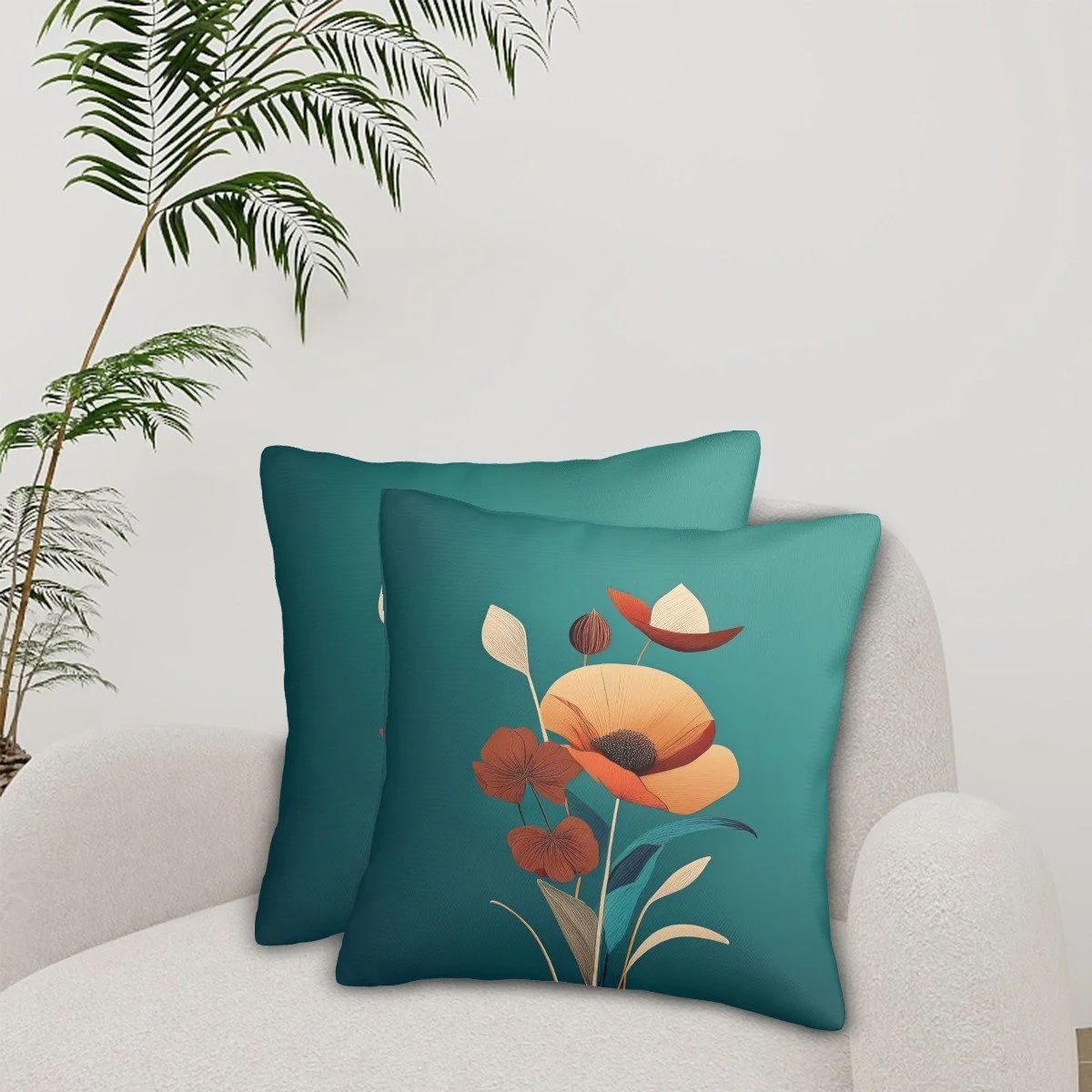 Minimalistic Poppy Decorative Pillow Cover Set of 2