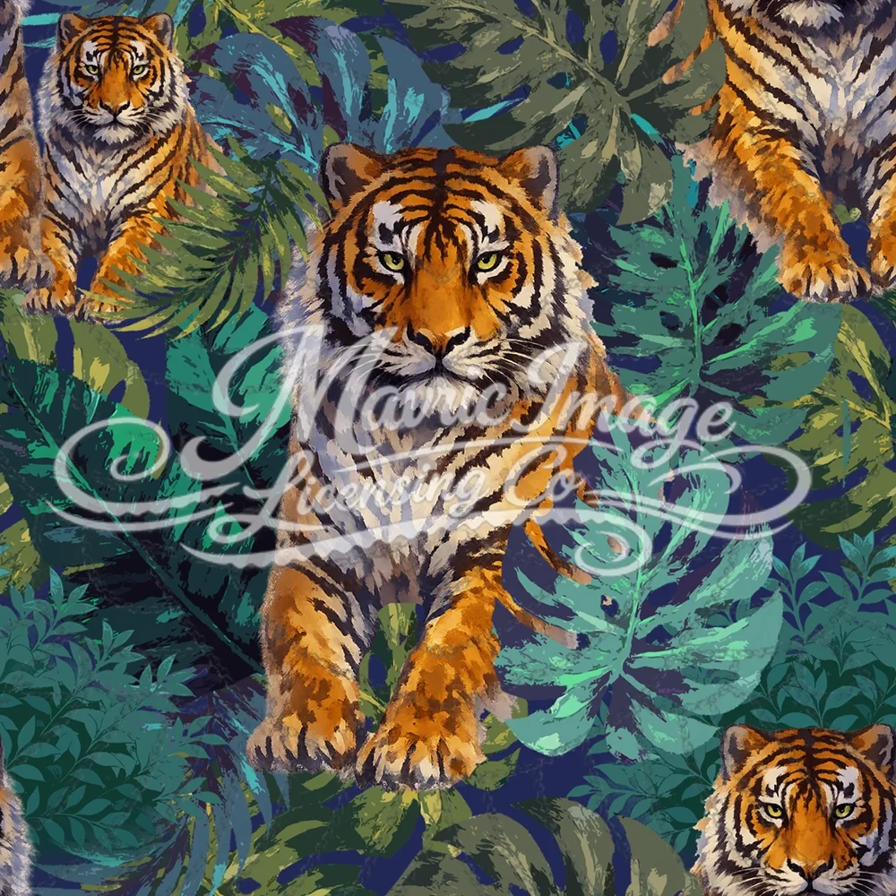 Tropical Tiger Haven PNG Repeat Pattern Digital Download