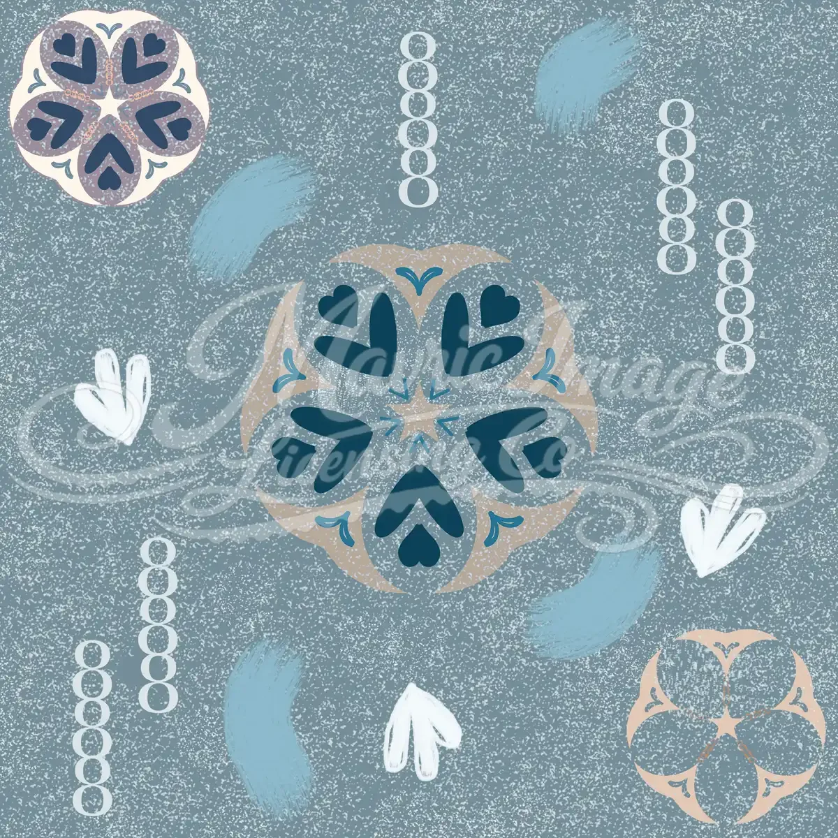 Boho Blue Geometric Repeat Pattern MILC 173 image display for licensing