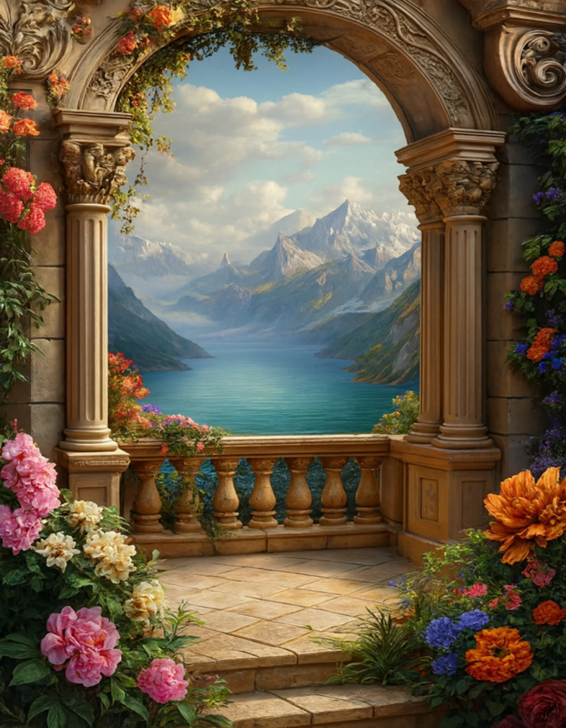 Through the Arch of Tranquility Wooden Art Print Flat.jpg