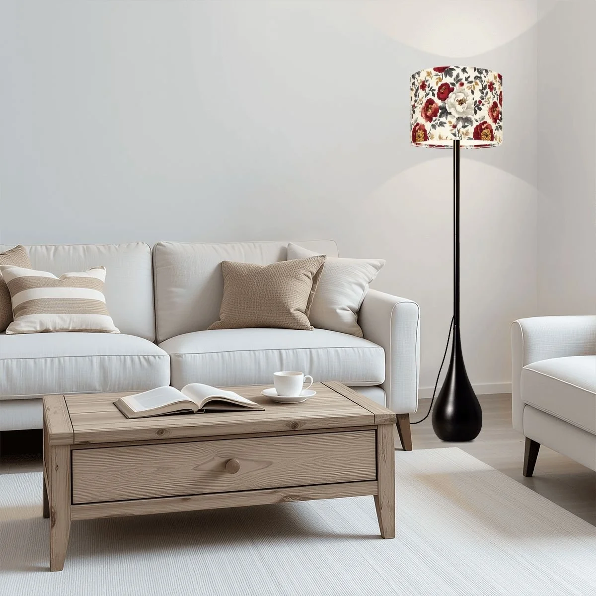 Peony Red Teardrop Lamp with Remote Control