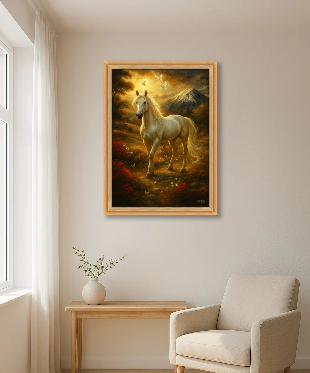 Majestic White Stallion Framed Print