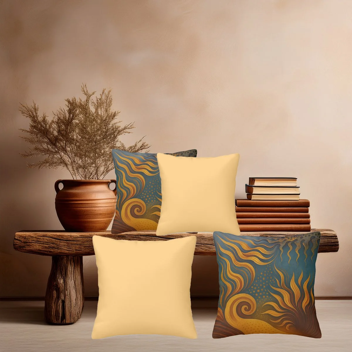 Sandy Desert-Artistic- Throw Pillow Cover Set of 4
