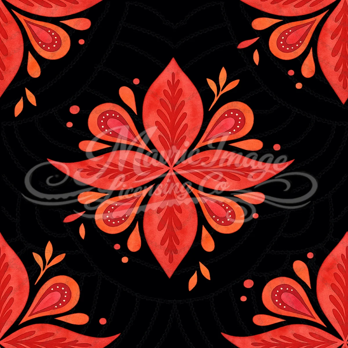 Scarlet Starwork Repeat Pattern PNG Digital Download
