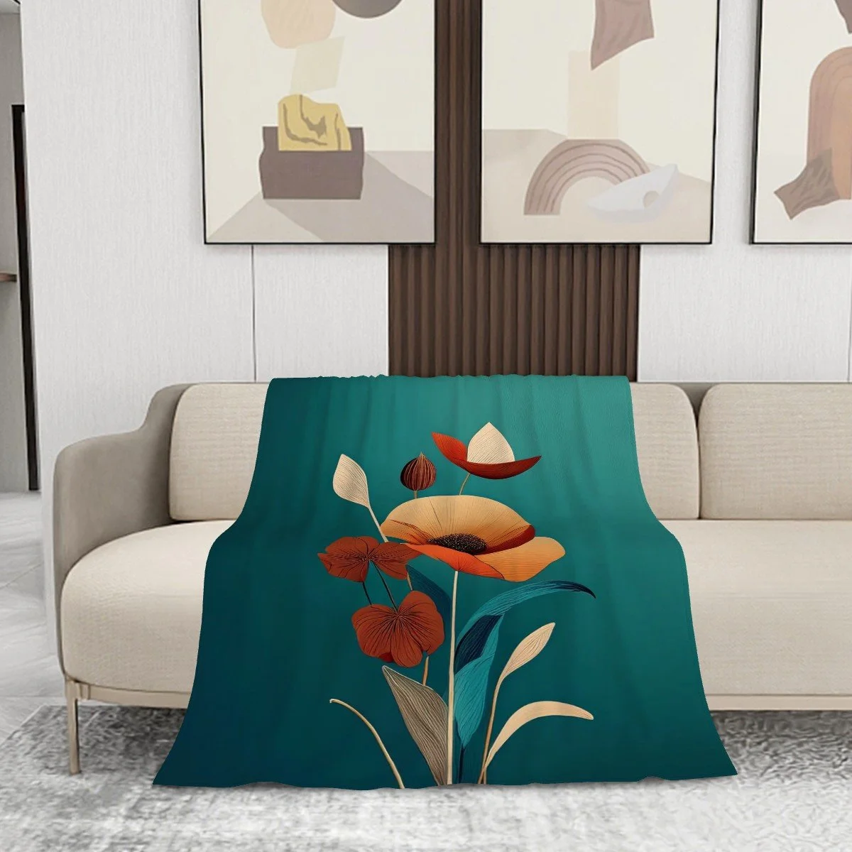 Minimalistic Flower 280 GSM Multi-Size Flannel Throw Blanket