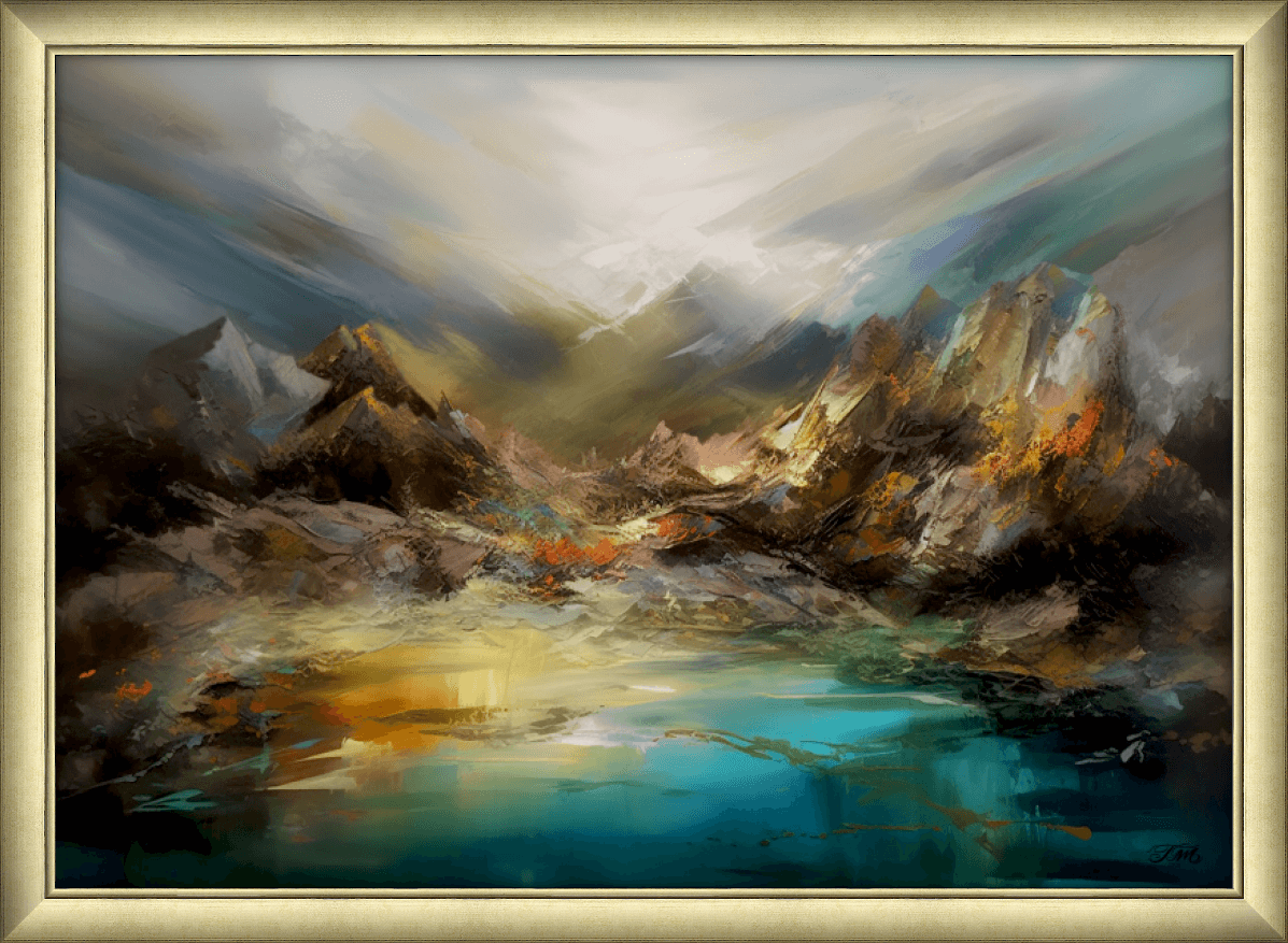 Rugged Mountain Abstract Gold Frame 408G A1.png
