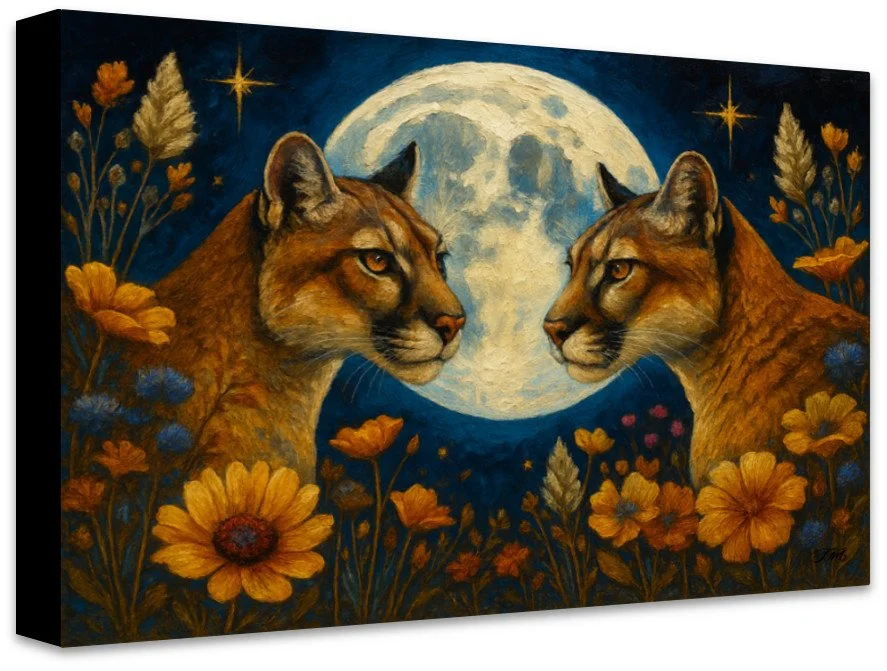 Cougars by Moonlit oil painting digital art Black Edge.jpg