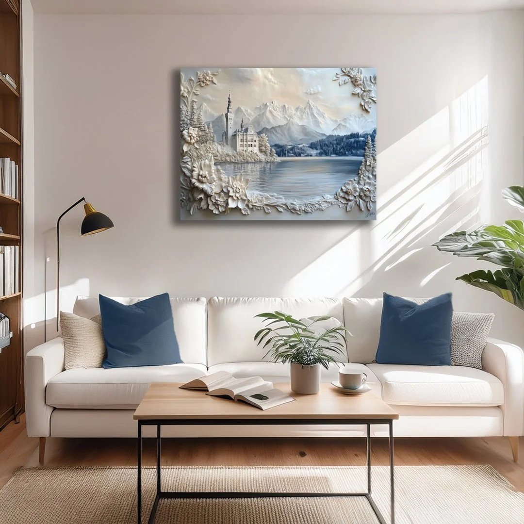 Elegant 3D Wall Art - Castle and Mountains