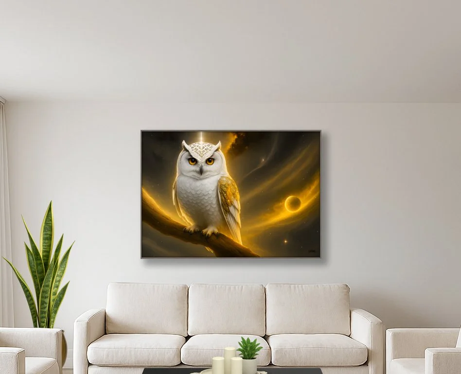 The Golden Owl Digital Art Canvas Print