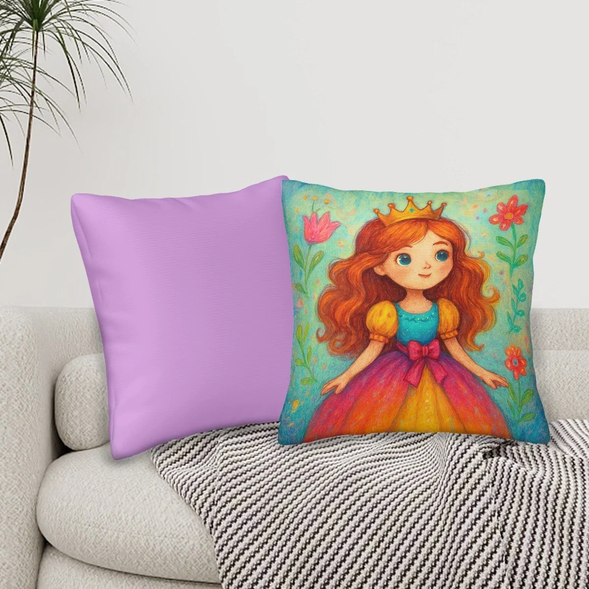 Crowned Princess Set of 2 Throw Pillow Covers