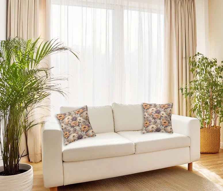 Peony Floral Decorative Throw Pillow Cover Set of 2