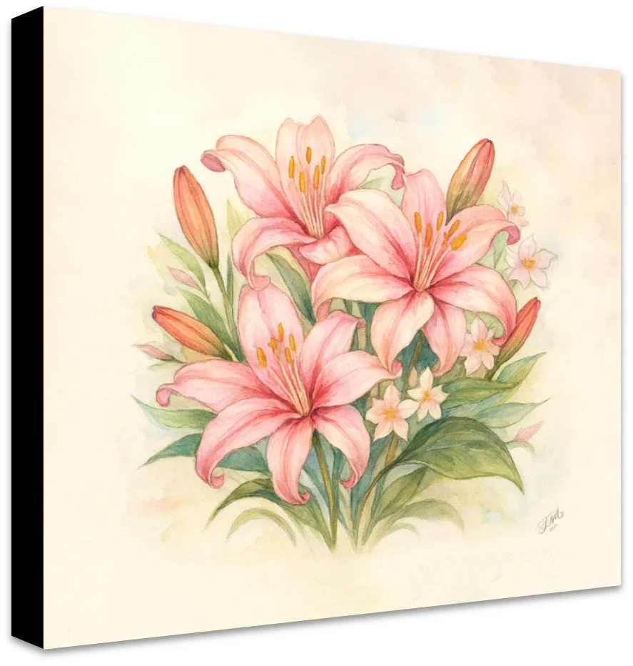 Pink Lillies 40 x 40 cm Black Edge.jpg