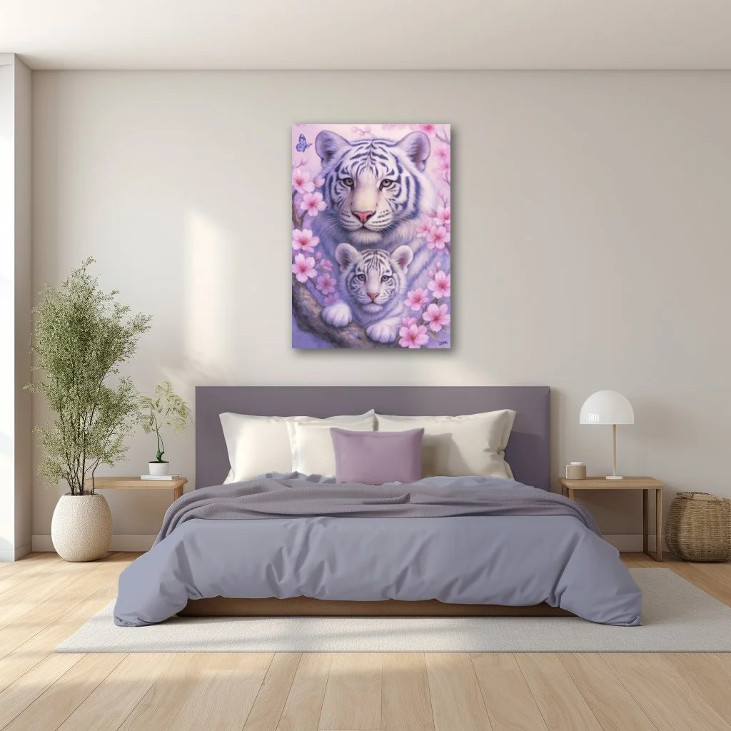 Whispers Beneath the Sakura Portrait Canvas Print