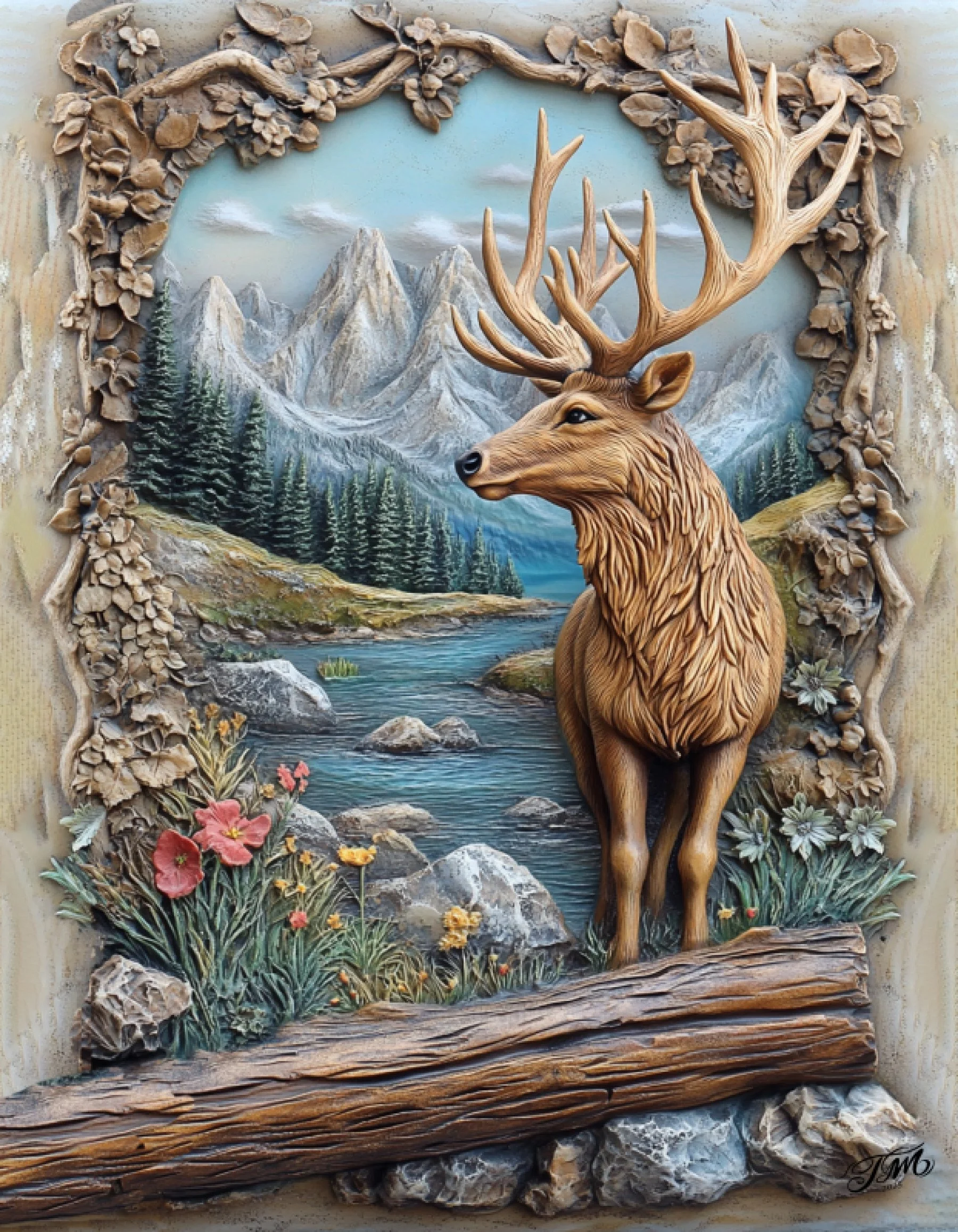 Deer's Woodlands Wooden Art Print FLAT.jpg