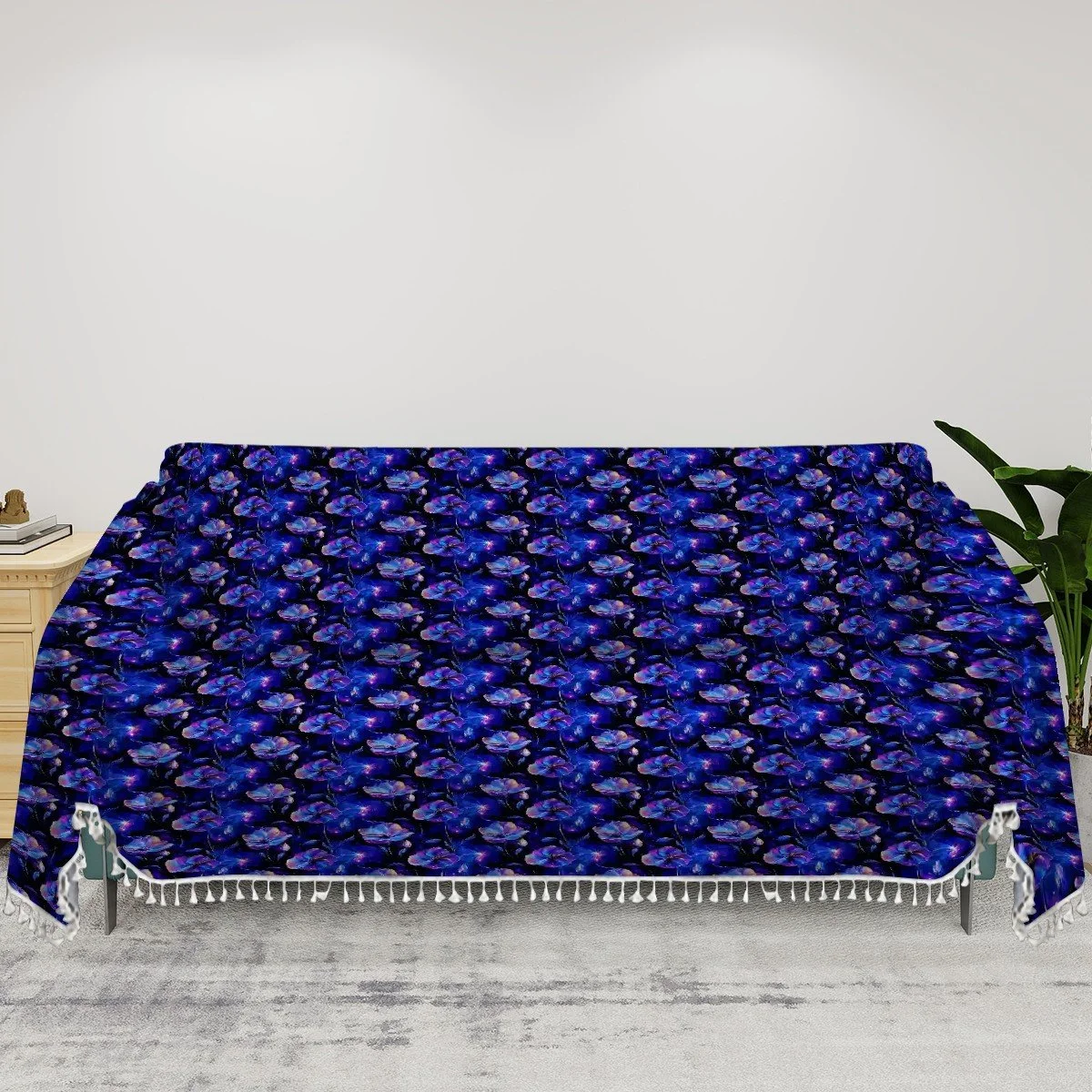 Visionary Floral Fringed Couch Cover