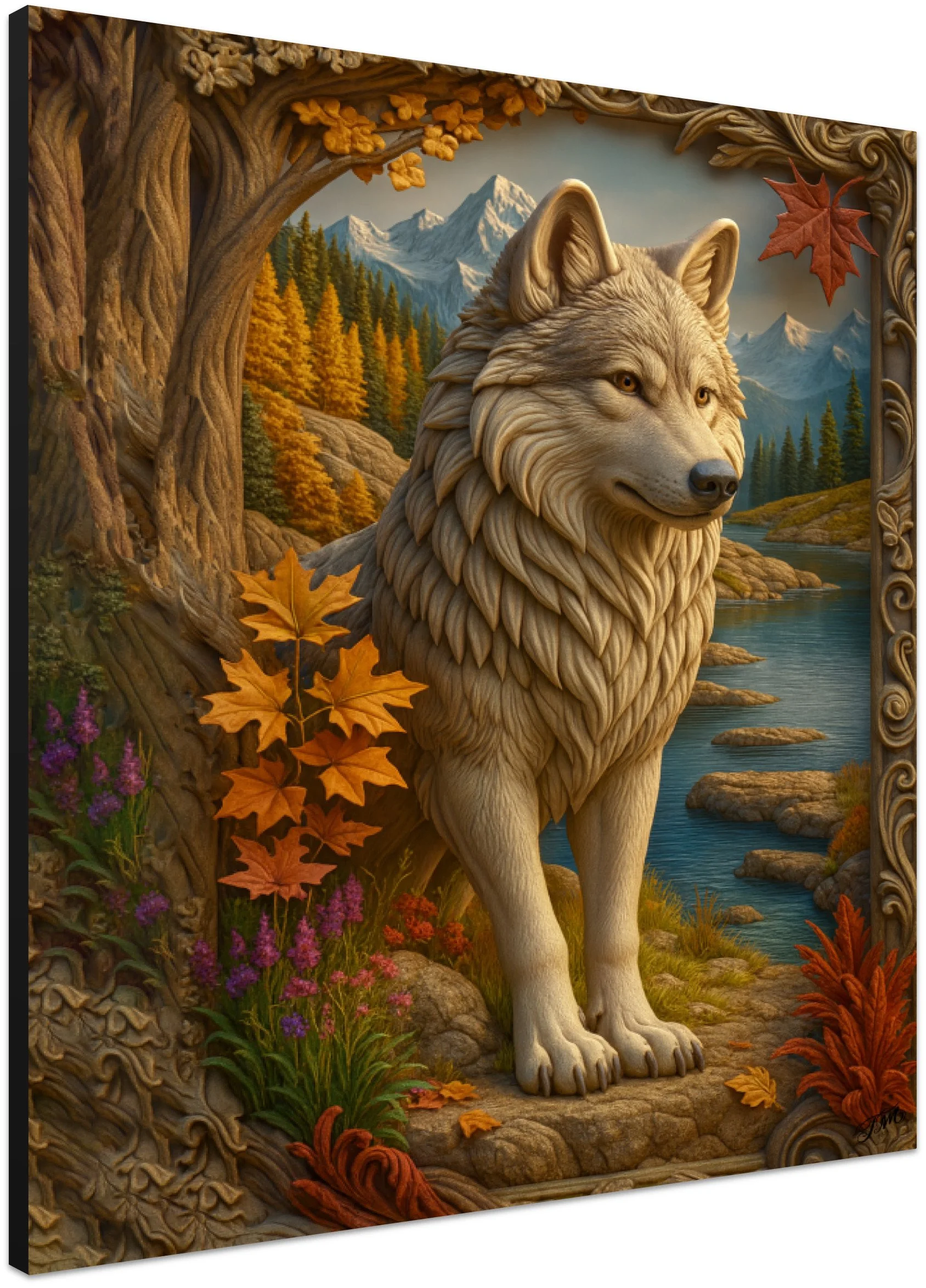 Wolf 3d Wooden art Print.jpg