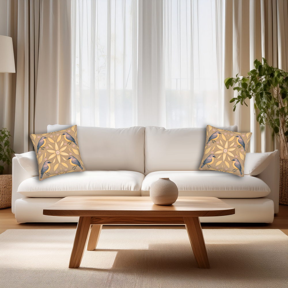 Feather Blooms Decorative Throw Pillow Covers (Set of 2)