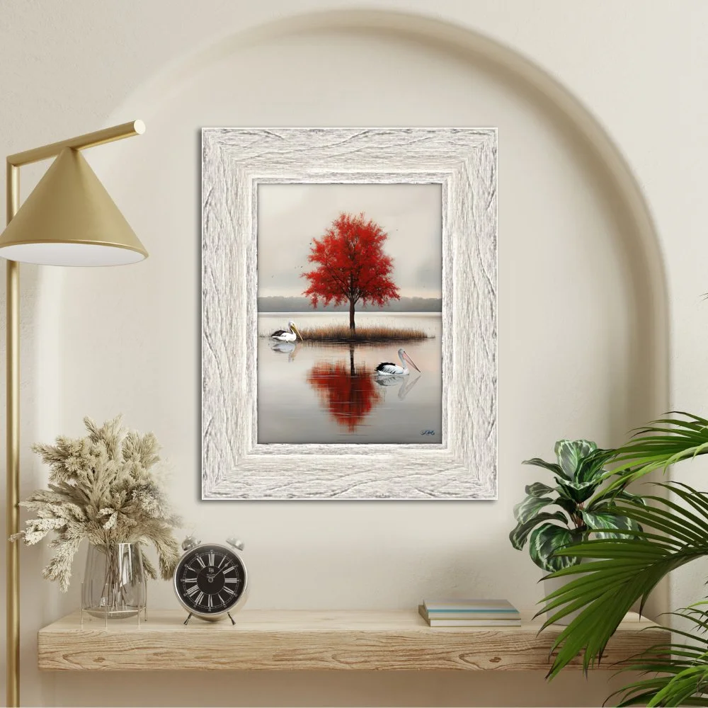 Crimson Reflection Framed Print
