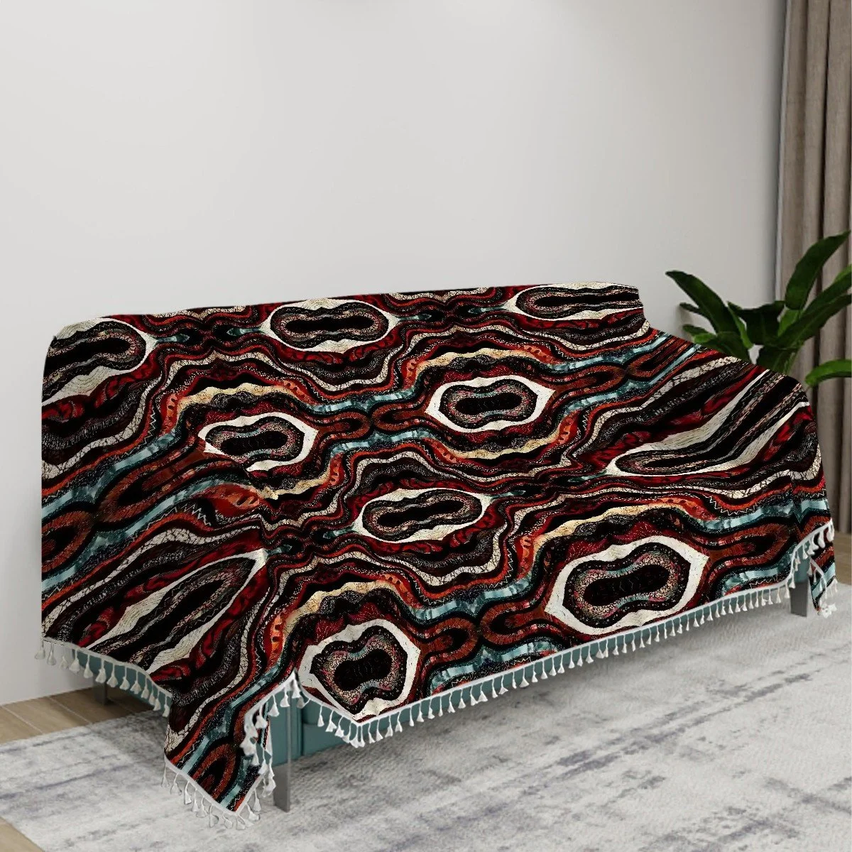 Earthy Core Fringed Sofa Cover