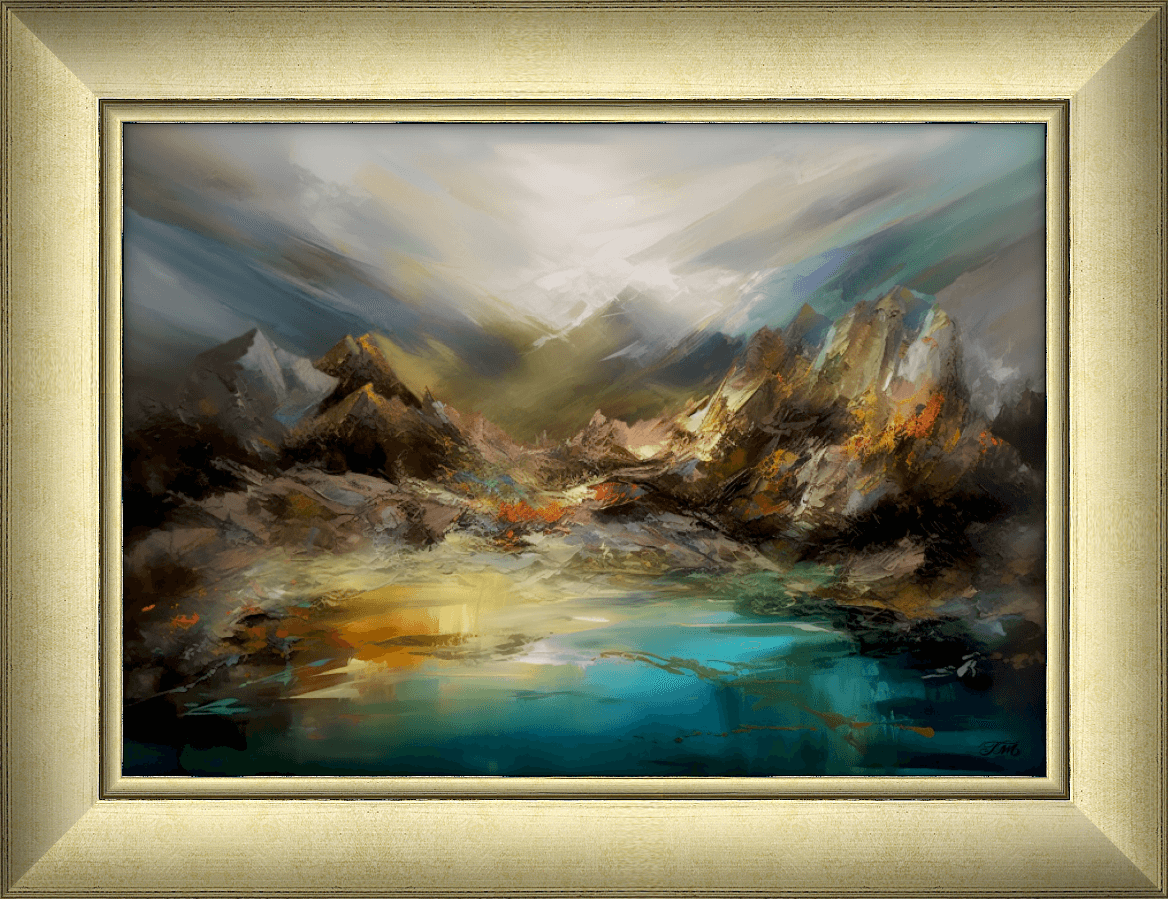 Rugged Mountain Abstract Gold Frame 408G A4.png