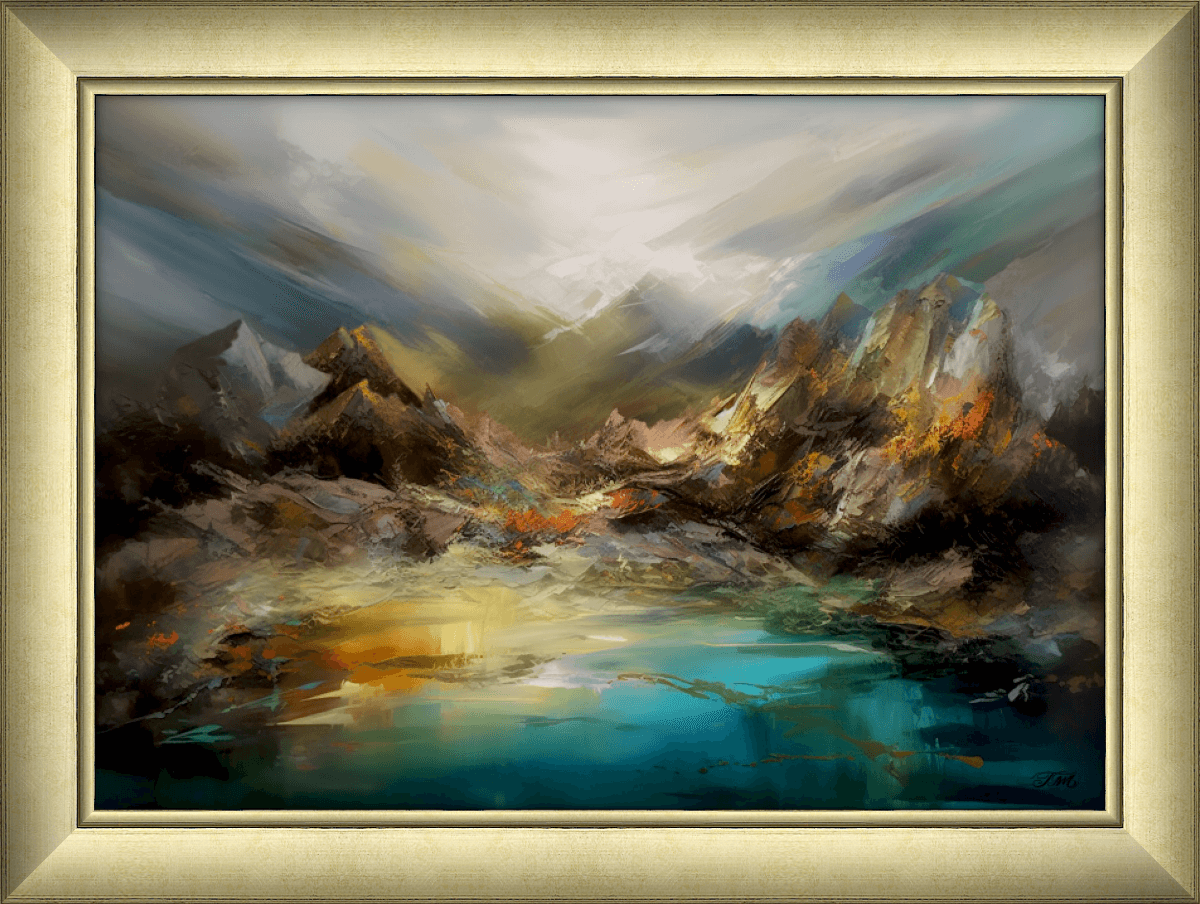Rugged Mountain Abstract Gold Frame 408G A3.png