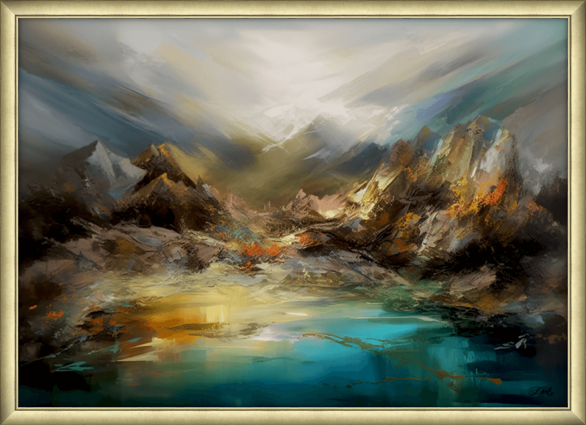 Rugged Mountain Abstract Gold Frame 408G A0.png