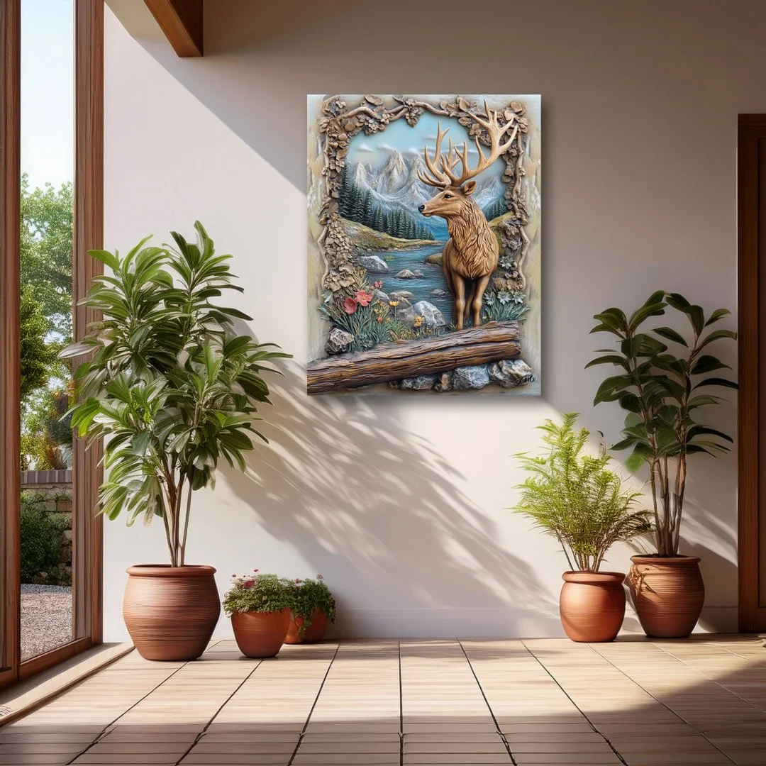 Deer's Woodlands 3D Wooden Art Print