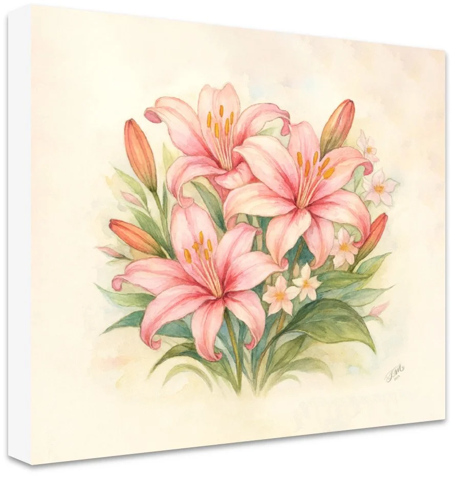 Pink Lillies 40 x 40 cm White Edge.jpg