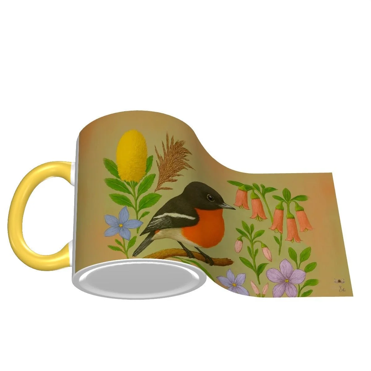 Flame Robin bird - 11 oz Mug