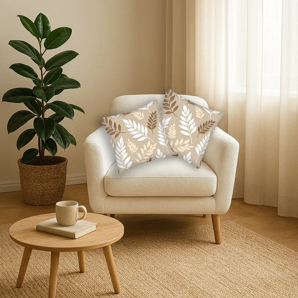 Fern Leaves Throw Pillow Covers ( Set of 2)