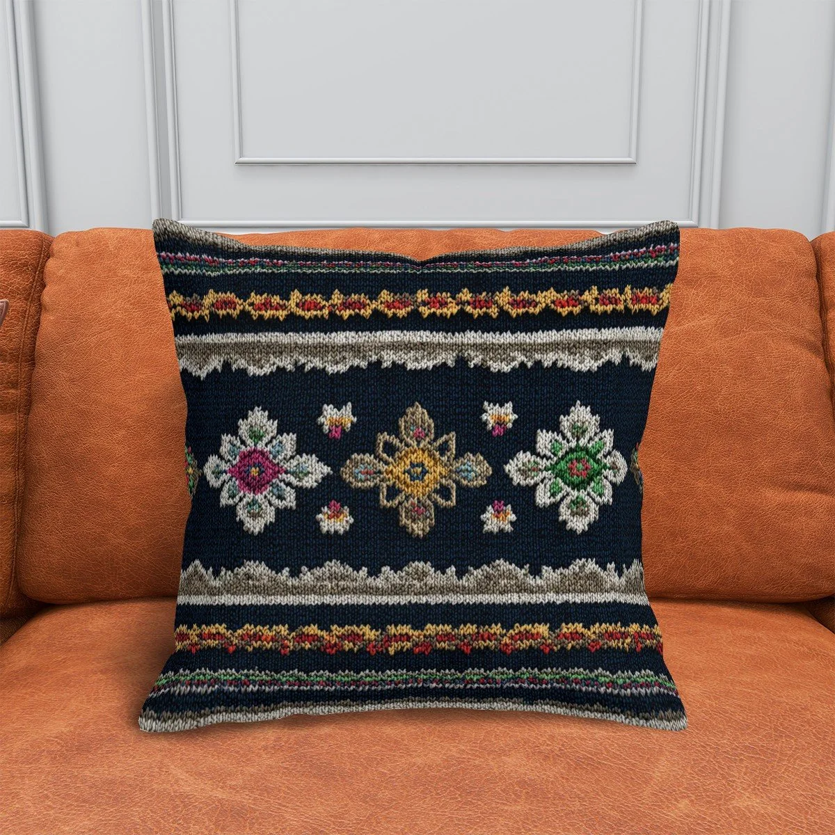 Mexican Knit Print Corduroy Cushion Covers