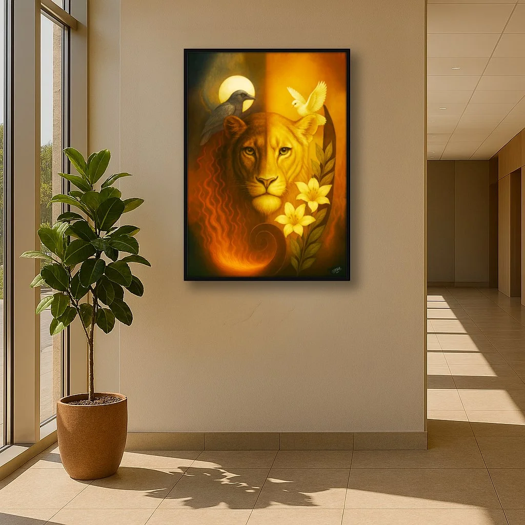 Keeper of Light and Shadows Canvas/ Float Framed Digital Art Print
